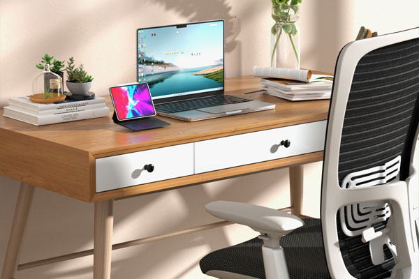 C4D笔记本电脑桌场景OC渲染工程椅子笔记本电脑3D模型素材