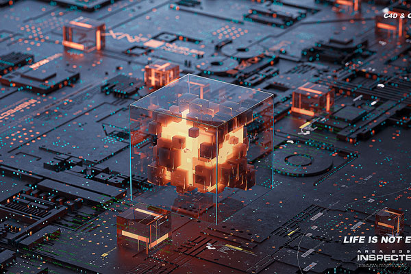 C4D芯片场景OC渲染工程芯片模型素材下载