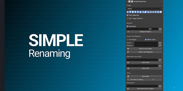 Blender模型批量重命名插件 Simple Renaming Panel v2.1.4