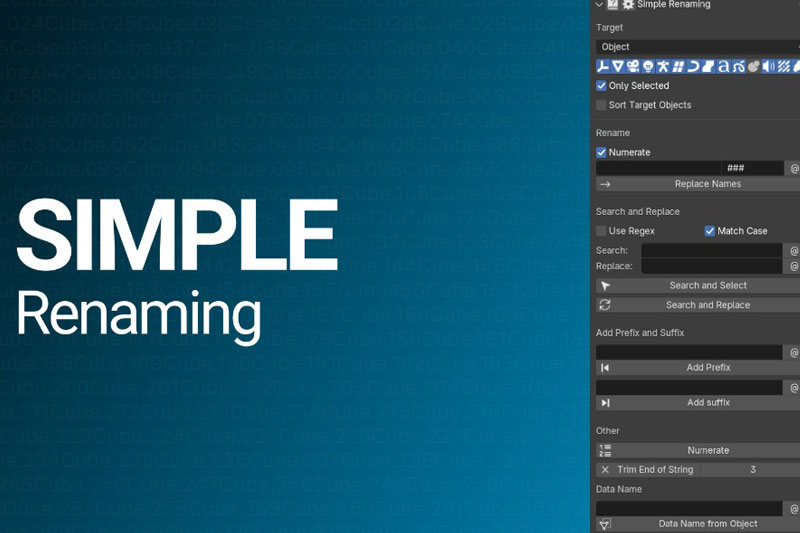 Blender模型批量重命名插件 Simple Renaming Panel v2.1.4
