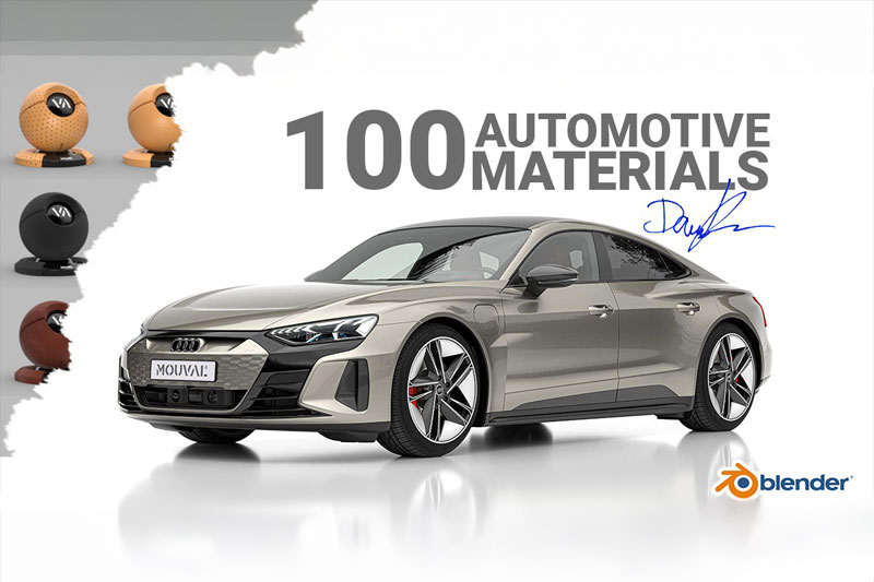 100+高质量汽车材质资产Blender预设 Maml | Mouval Automotive Material Library (100X)
