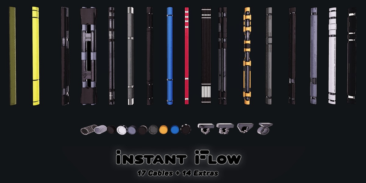 Blender电缆与管道软管模型生成工具插件 InstantFlow – Pro Pack v1.0