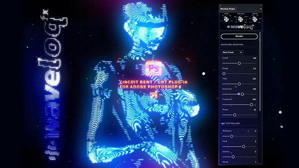 PS赛博朋克扭曲像素视觉特效生成插件 Waveloq V1.0.4