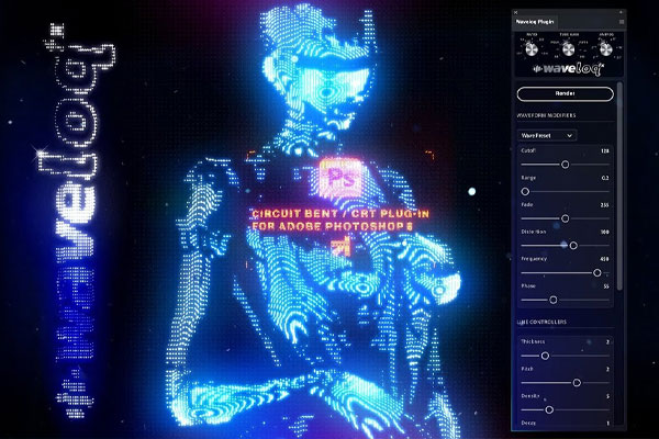 PS赛博朋克扭曲像素视觉特效生成插件 Waveloq V1.0.4