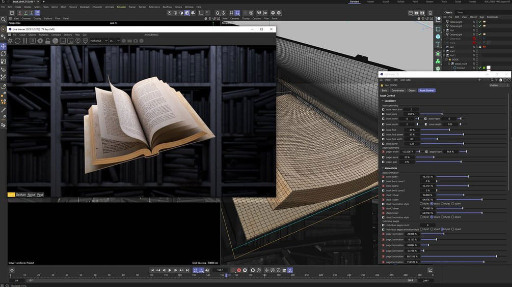 C4D程序化书籍翻书动画模型预设资产 Procedural Book in Cinema 4D [C4D/Xpresso]