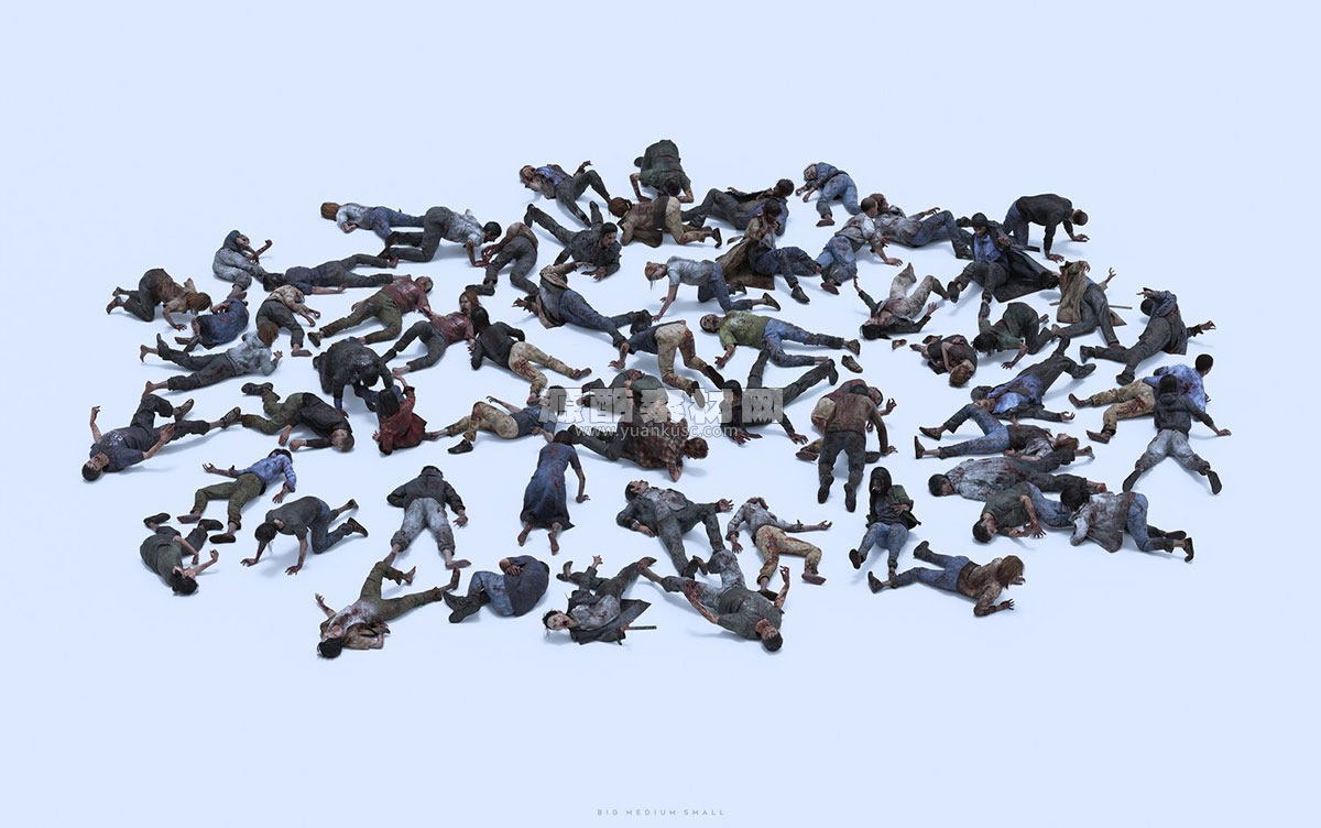 300+末日病毒感染丧尸僵尸人群角色3D模型素材(Blender/Unreal/FBX/OBJ) BigMediumSmall – Infected
