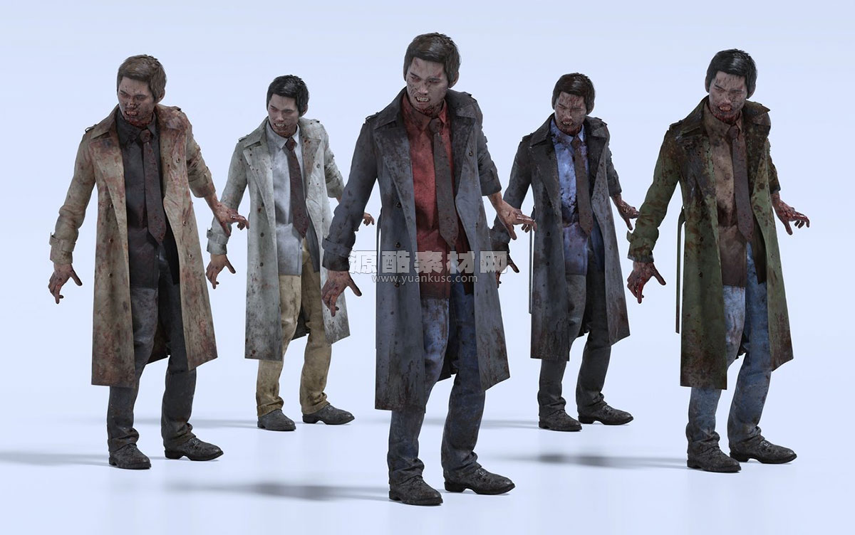 300+末日病毒感染丧尸僵尸人群角色3D模型素材(Blender/Unreal/FBX/OBJ) BigMediumSmall – Infected