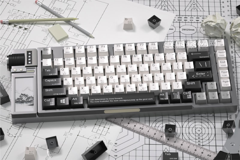 C4D机械键盘桌面场景OC渲染工程机械键盘模型素材