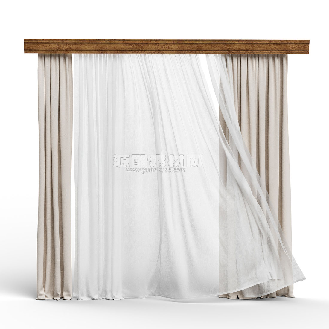 窗帘模型3D模型素材(C4D,FBX)
