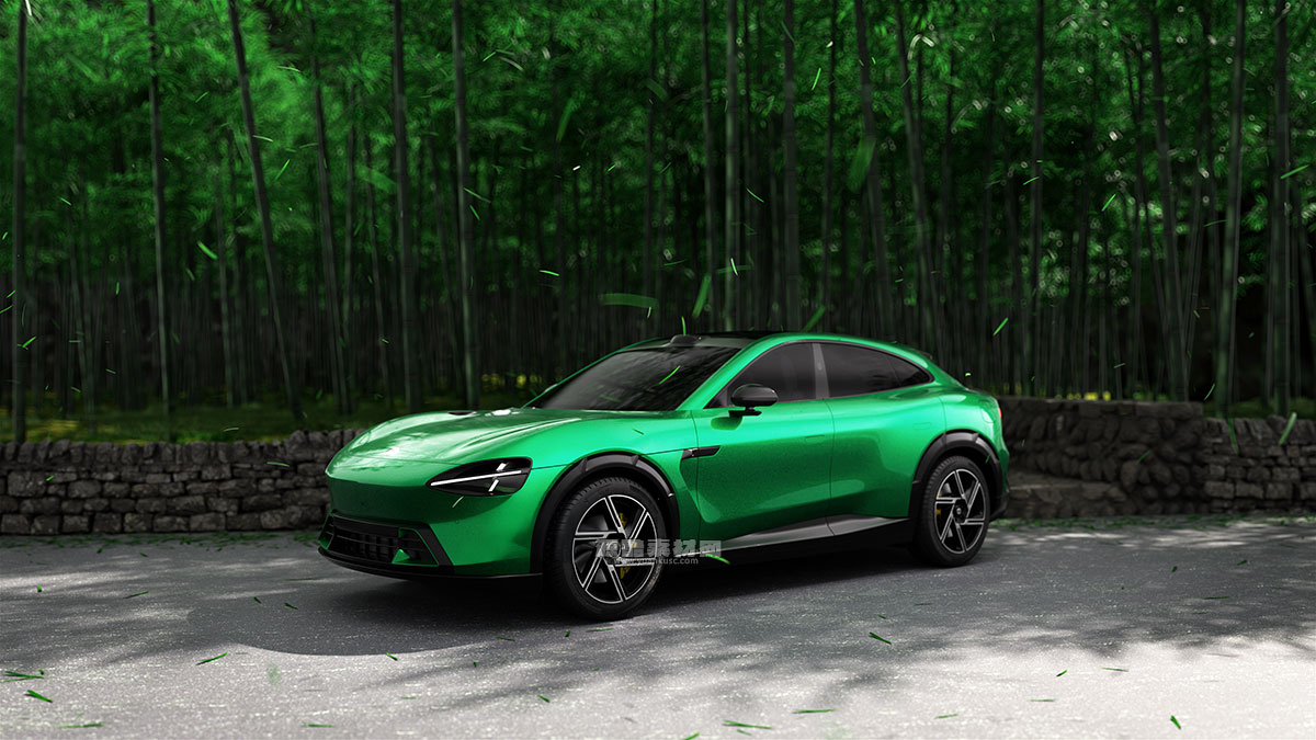 C4D小米YU7户外竹林场景OC渲染工程小米汽车模型素材