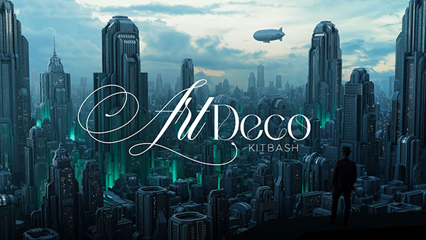 35套未来复古风格的城市建筑3D模型素材(Blender,FBX,OBJ) Art Deco – City Kitbash