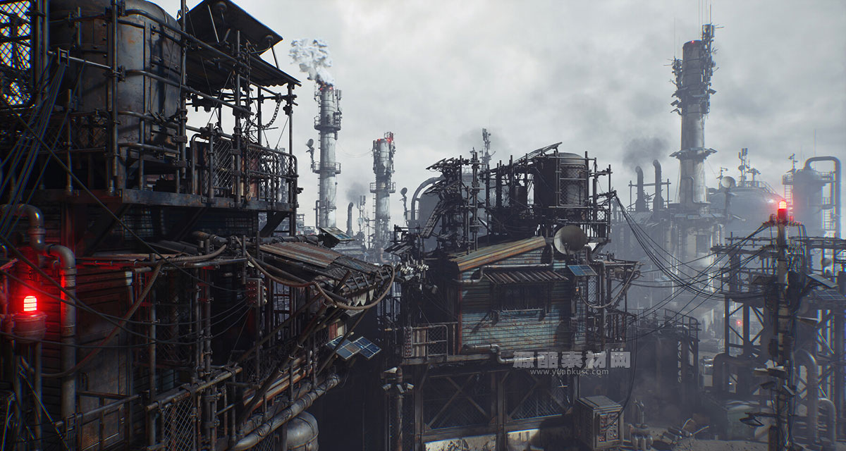 后末日生存环境废土世界破败建筑3D模型素材(FBX格式) Artstation – Post Apocalypse Survivor Environment Kitbash set