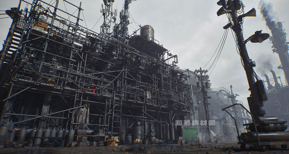 后末日生存环境废土世界破败建筑3D模型素材(FBX格式) Artstation – Post Apocalypse Survivor Environment Kitbash set