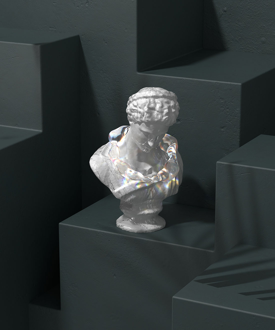 C4D大卫雕塑静态焦散效果RS渲染工程大卫雕塑C4D模型素材