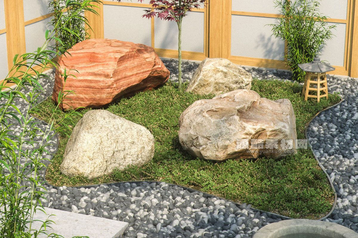 15个花岗岩石灰岩砂岩石头模型3D模型素材(C4D,FBX)
