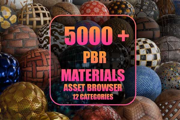 Blender5000多种PBR材质预设库(砖块、混凝土、织物、食物、石材、金属、木材) Pbr Asset Browser