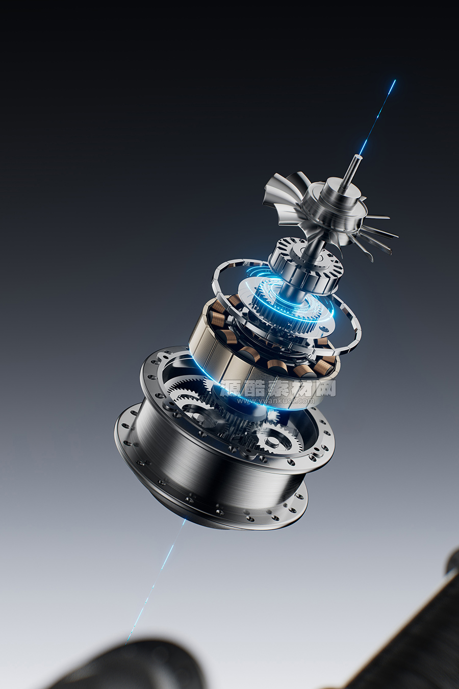 C4D电机马达场景OC渲染工程马达模型C4D模型素材