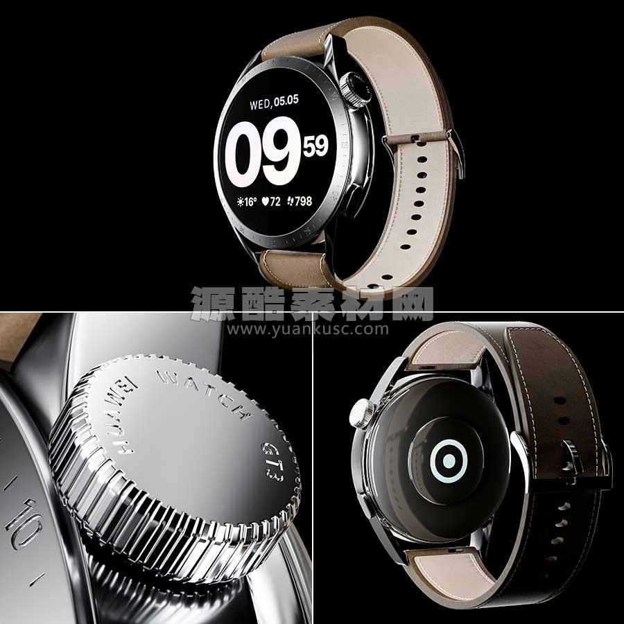 C4D华为手表产品RS渲染工程华为手表C4D模型素材