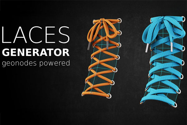 Blender程序化鞋带生成器预设 Laces Generator v1.0