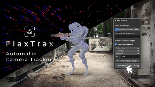 Blender摄像机自动物理跟踪反求插件 Flaxtrax v1.7.1 – Automated Camera Tracking
