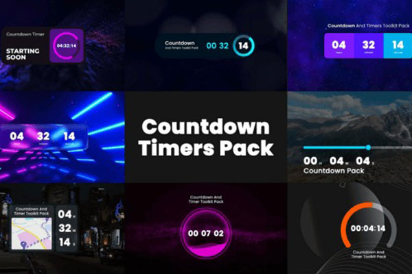 AE数字翻页进度条圆形时钟倒计时动画模板 Countdown Timers