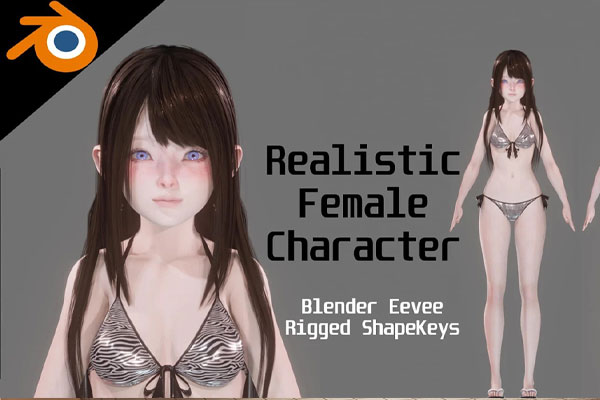 Blender逼真女性比基尼模特角色3D模型(Blender) Bikini Model – Realistic Female Character – Blender Eevee