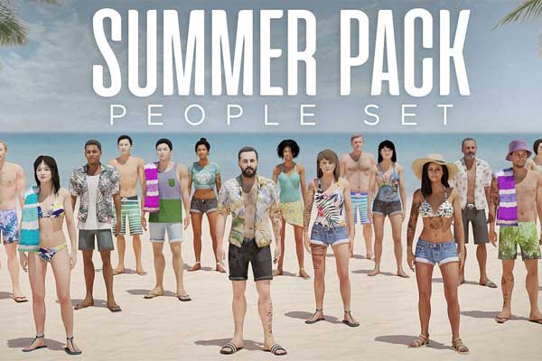 Blender夏季海滩场景人物角色3D模型资产预设 Summer Pack – People Set
