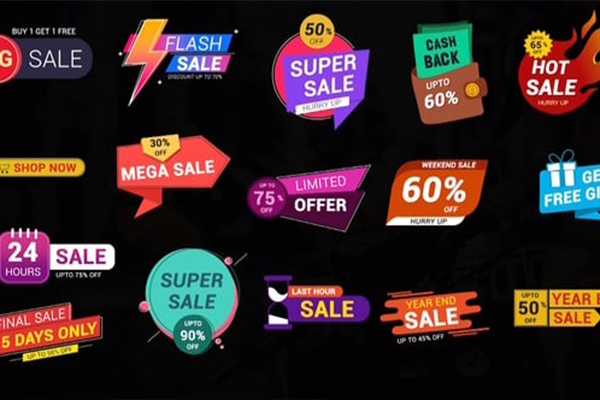 PR16种电商购物促销打折标签动画模板 Modern Sale Labels & Badges Pack