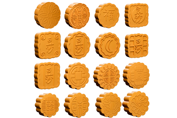 16个中秋月饼模型食物3D模型素材(C4D,FBX)