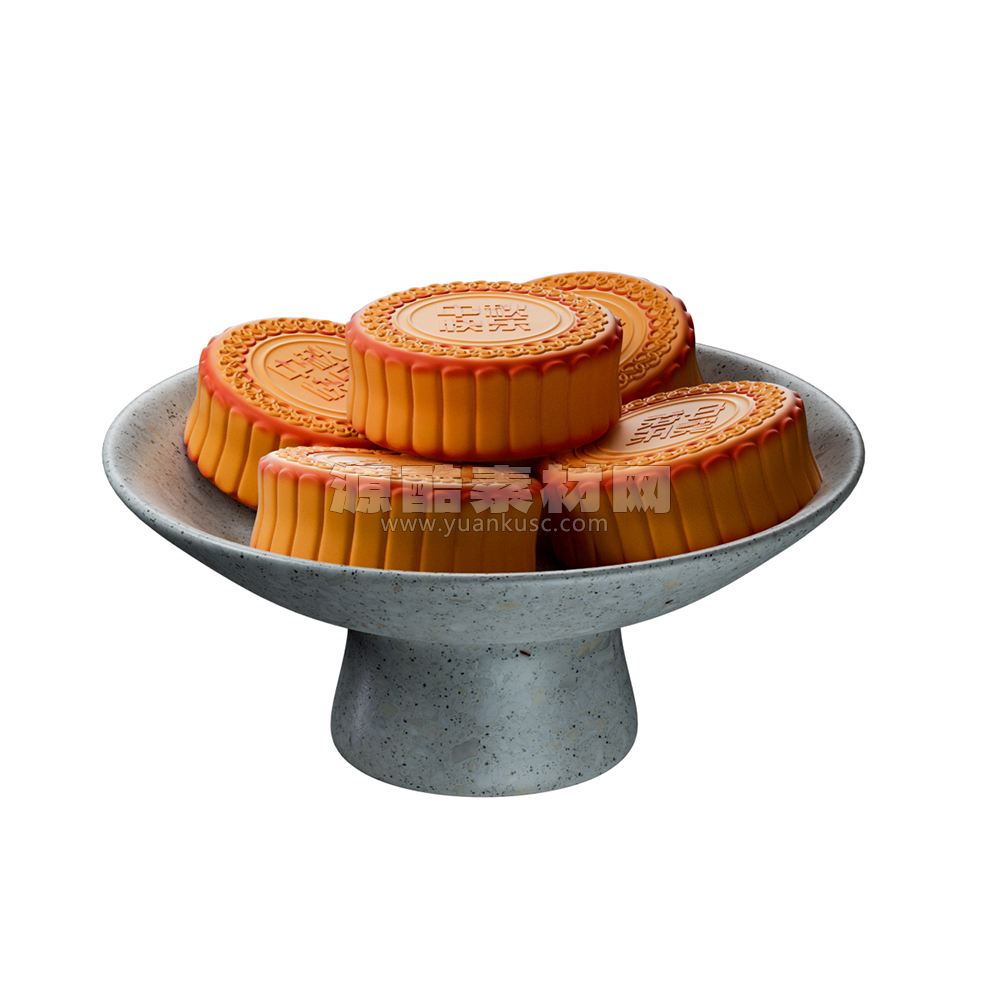 中秋月饼模型食物3D模型素材(C4D,FBX)