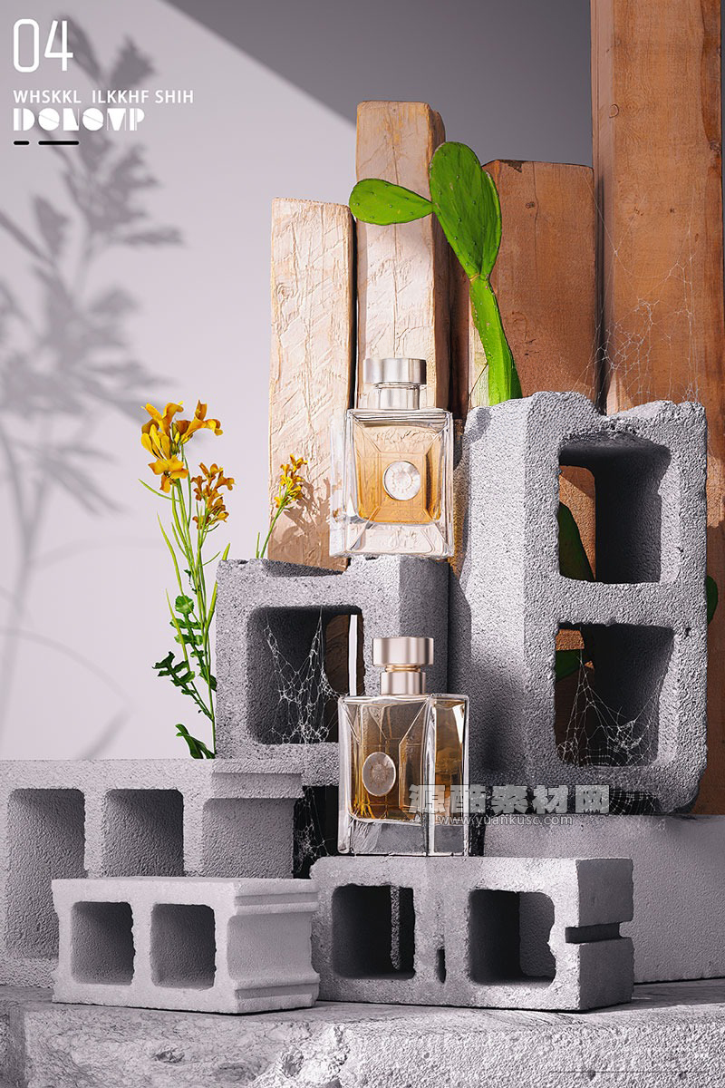 C4D美妆香水电商产品场景OC渲染工程香水C4D模型素材