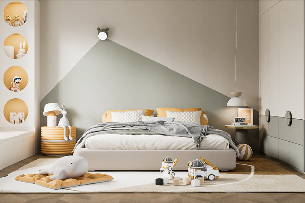 C4D室内卧室儿童房场景RS渲染工程室内场景3D模型素材