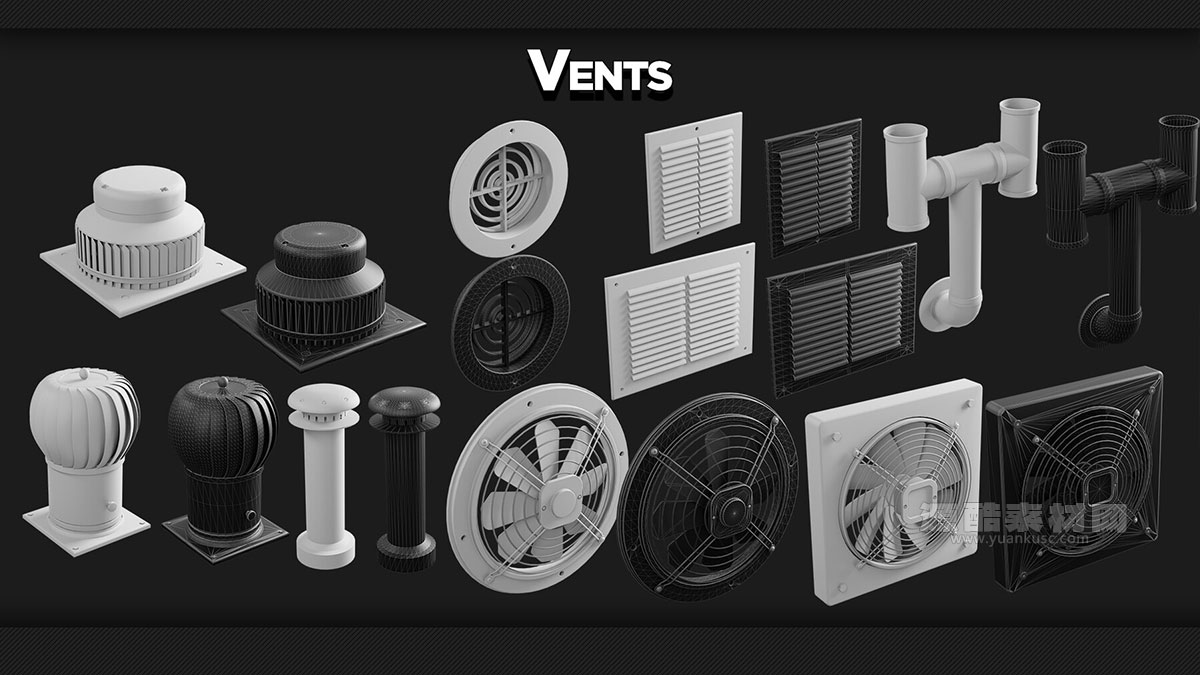 75+个建筑细节3D模型资产包(Blender) Building Props – KITBASH – VOL 06