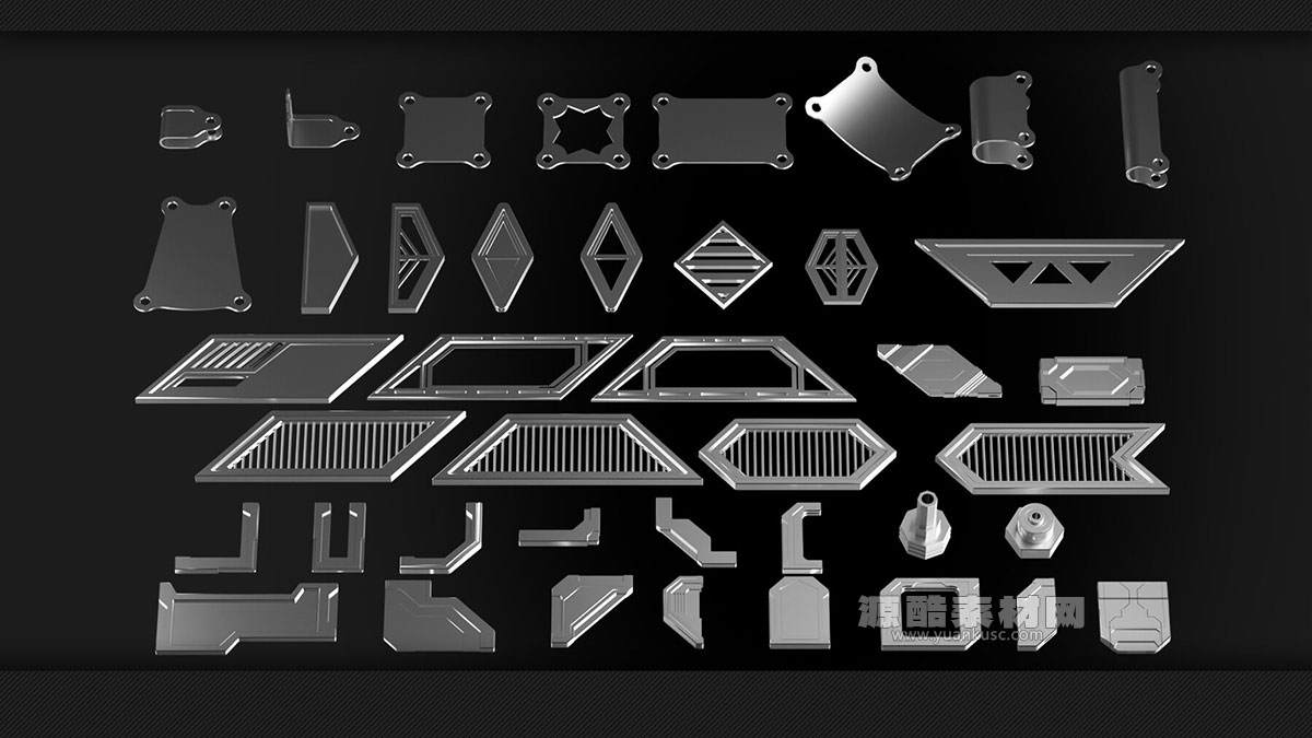 200个高质量的科幻机械零件3D模型资产下载(Blender) Sci-Fi Parts – KITBASH – VOL 05