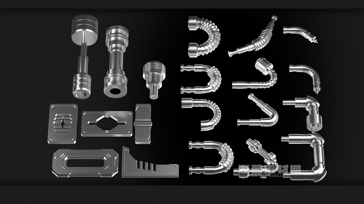 200个高质量的科幻机械零件3D模型资产下载(Blender) Sci-Fi Parts – KITBASH – VOL 05