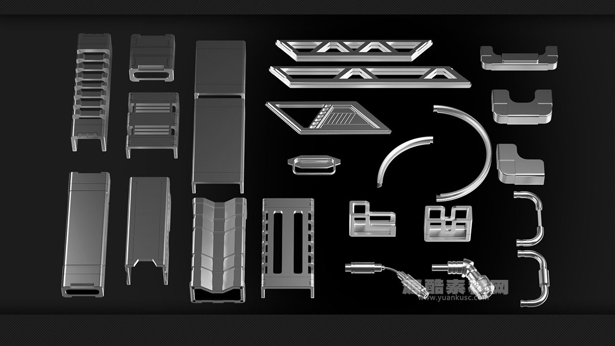 200个高质量的科幻机械零件3D模型资产下载(Blender) Sci-Fi Parts – KITBASH – VOL 05