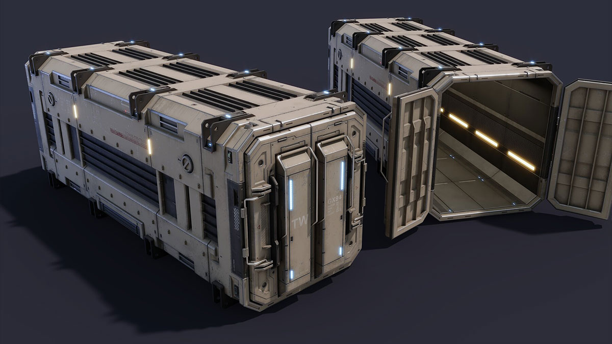 6个高质量的科幻风格集装箱3D模型(Blender) Sci-Fi Parts Kit Pack Vol 05 Container-PBR