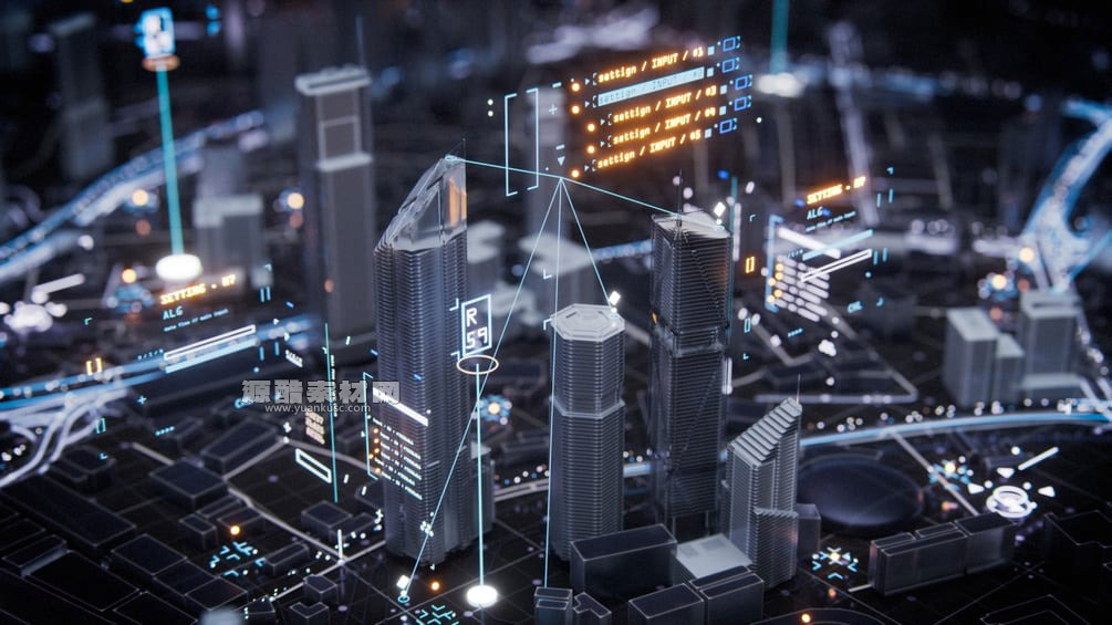C4D未来感高科技程序化HUD动画预设