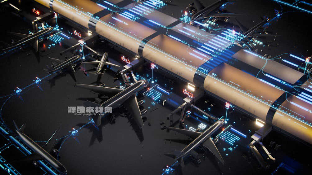 C4D未来感高科技程序化HUD动画预设