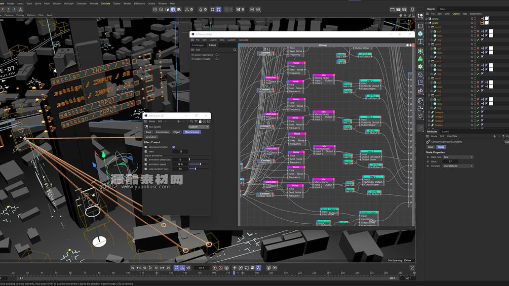 C4D未来感高科技程序化HUD动画预设