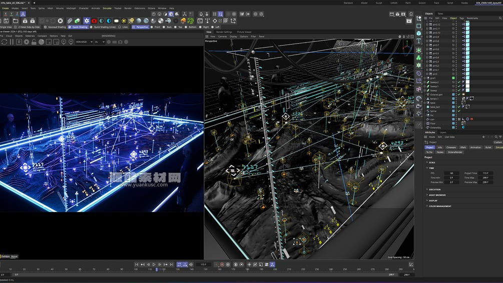 C4D未来感高科技程序化HUD动画预设