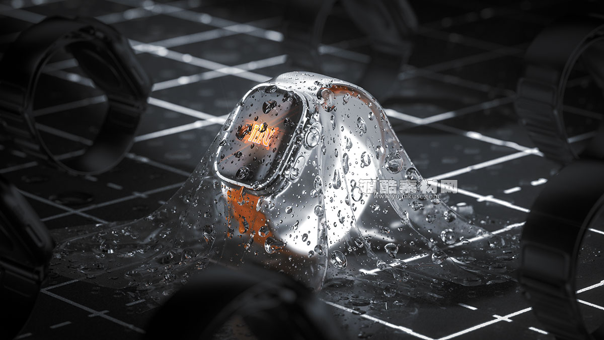 C4D雨夜下的智能手表场景OC渲染工程智能手表C4D模型下载