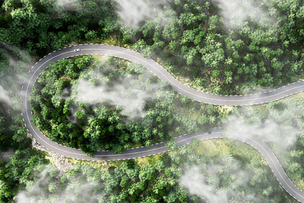 C4D森林山路赛车跑道公路场景RS渲染工程C4D模型下载