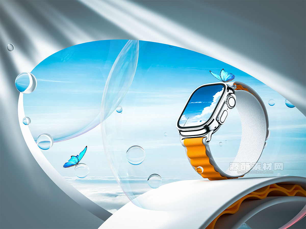 C4D天空之境智能手表场景OC渲染工程智能手表C4D模型