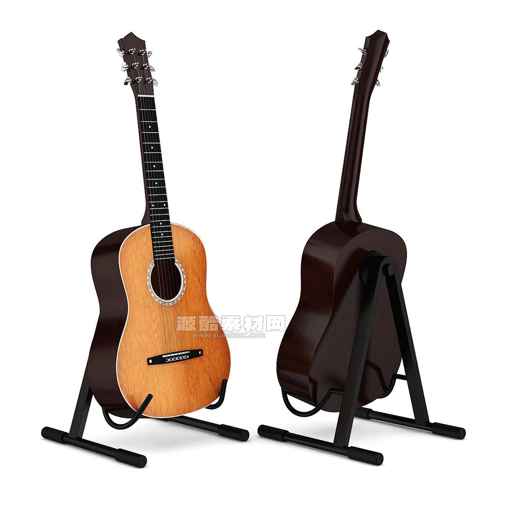吉他模型乐器3D模型下载(C4D,Blender,FBX)