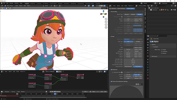 Blender三渲二卡通风格手绘线条绘制插件 PSOFT Pencil+ 4 Line For Blender v4.1.5