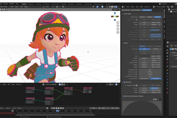 Blender三渲二卡通风格手绘线条绘制插件 PSOFT Pencil+ 4 Line For Blender v4.1.5