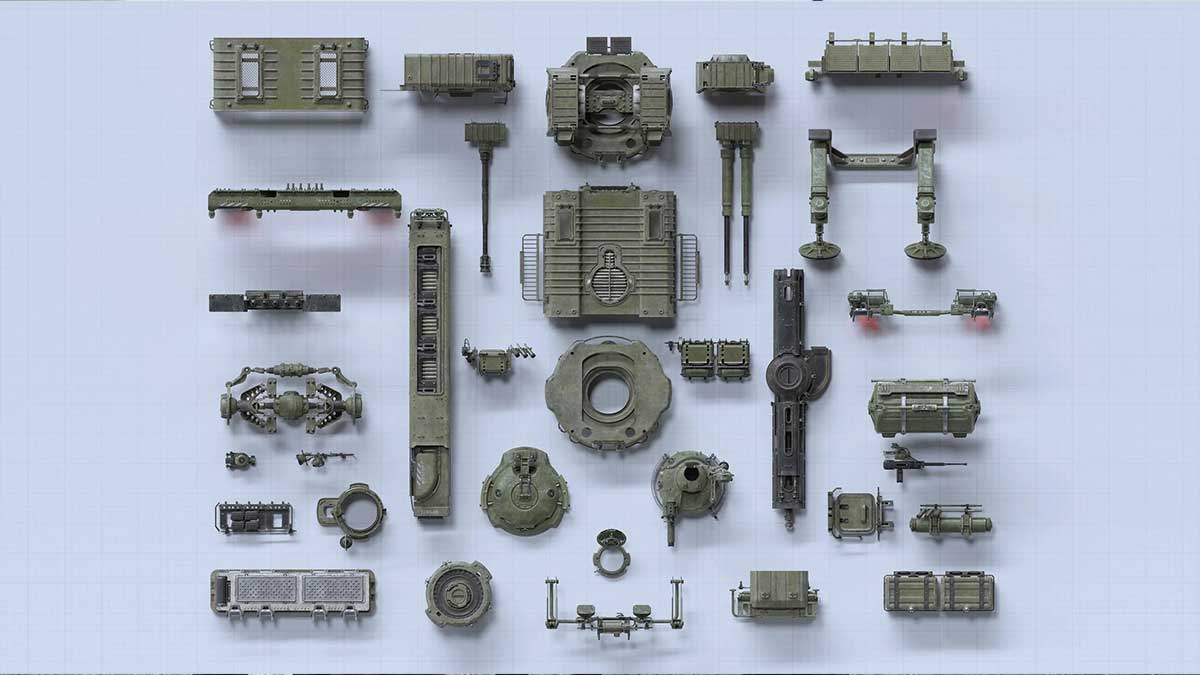 军事武装人物坦克装甲车车辆零部件3D模型资产(Blender/Unreal/FBX/OBJ) BigMediumSmall – Armor