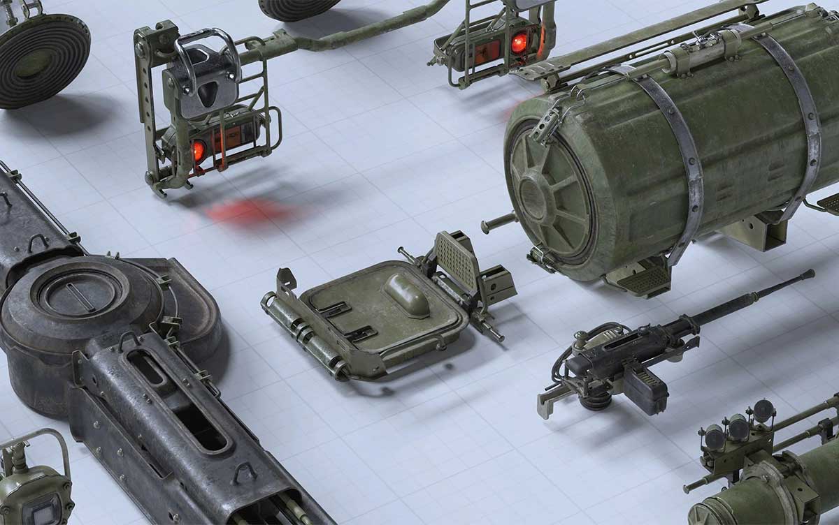 军事武装人物坦克装甲车车辆零部件3D模型资产(Blender/Unreal/FBX/OBJ) BigMediumSmall – Armor