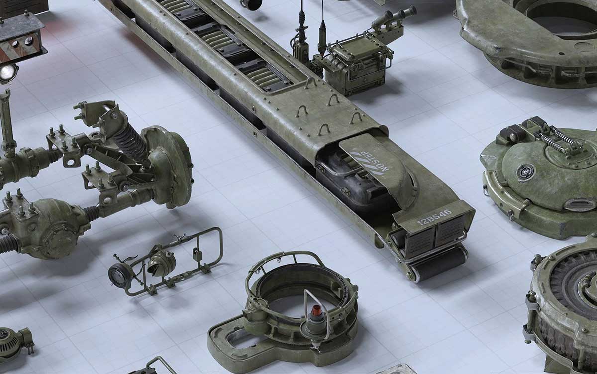 军事武装人物坦克装甲车车辆零部件3D模型资产(Blender/Unreal/FBX/OBJ) BigMediumSmall – Armor